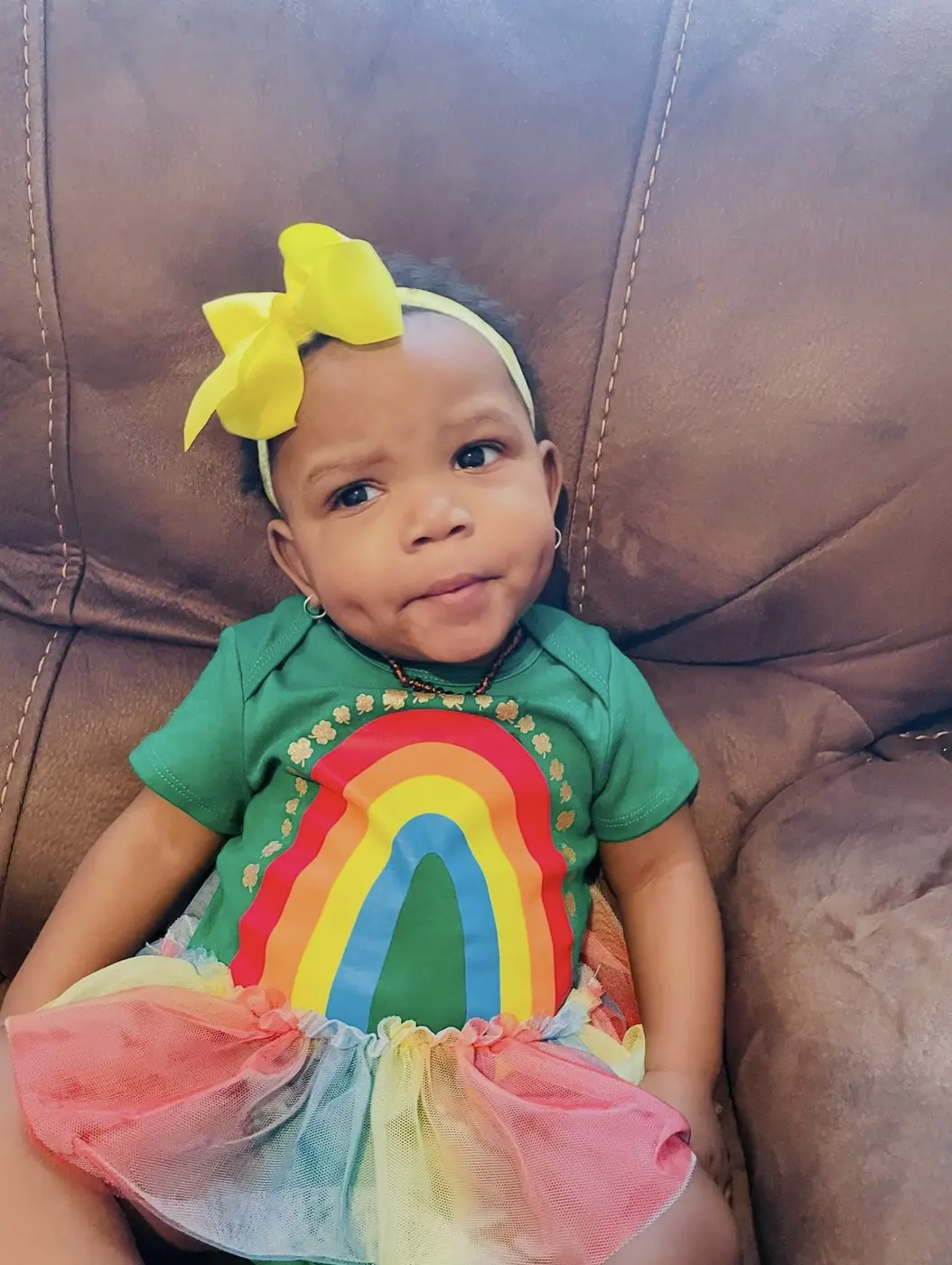 Cupcake as a baby in a rainbow dress